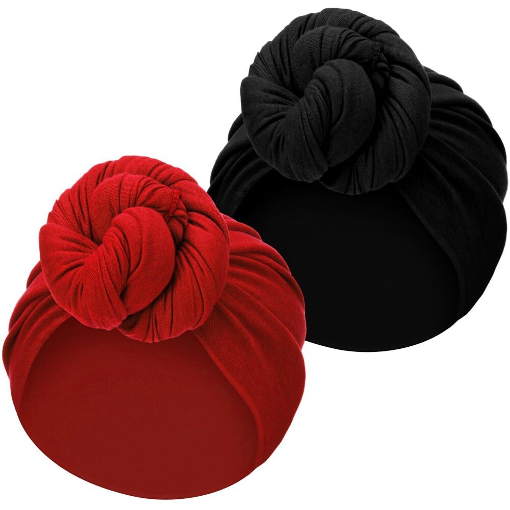 7484 2 Pcs Stretch Head Wrap African Jersey Turban Stretch Head Scarf Soft